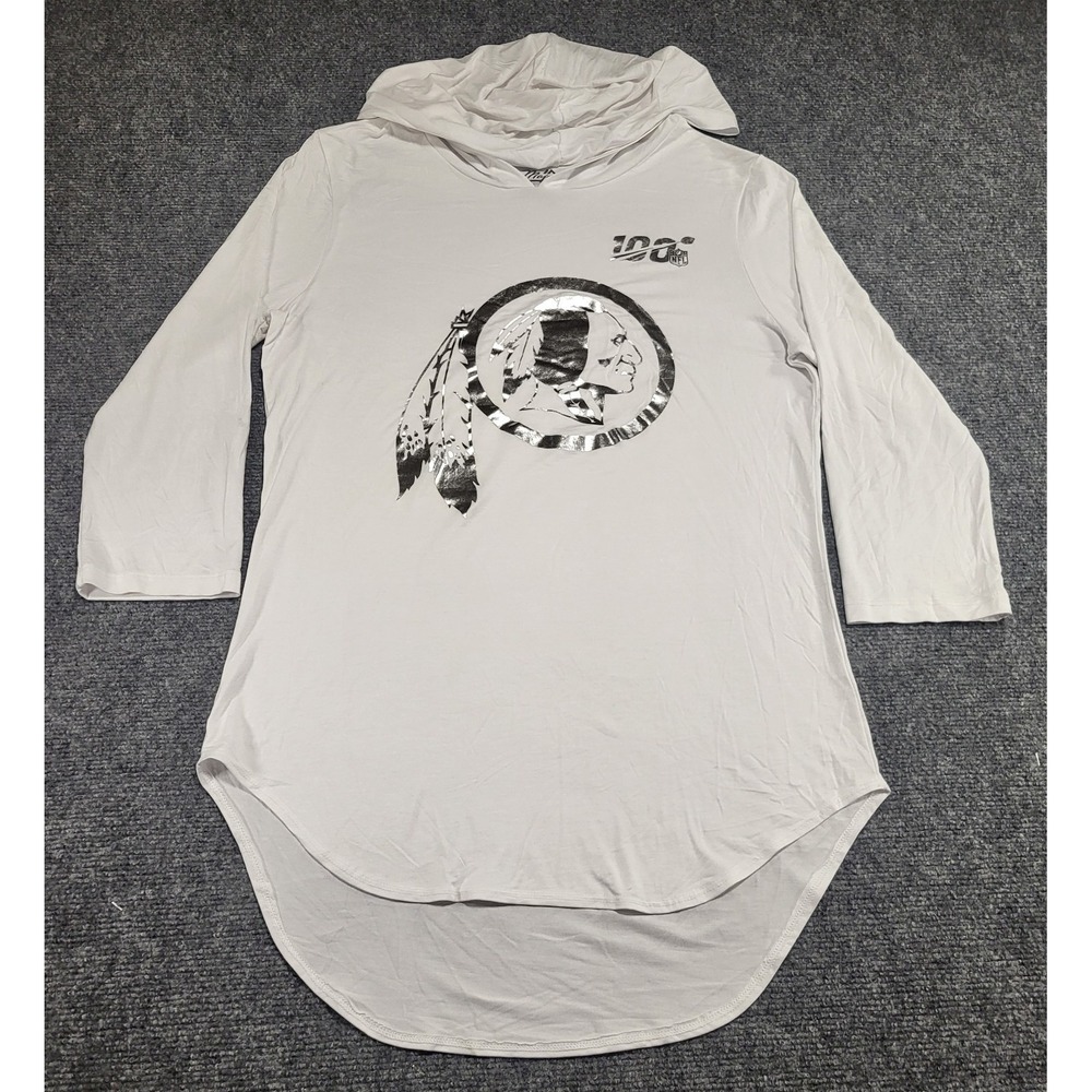Majestic Threads Washington Redskins NFL Women's White Hoodie T-Shirt Sz X-Large
